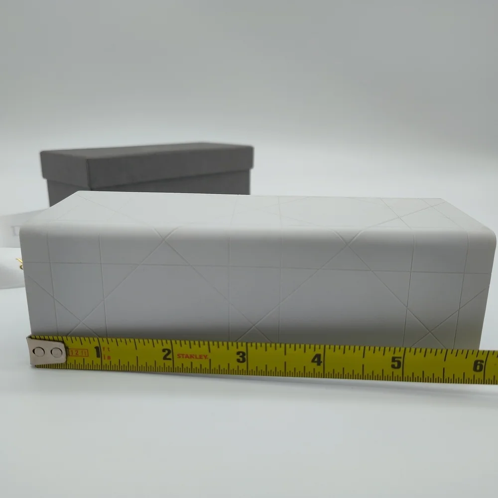 DIOR Sunglasses Case White Cannage Box Gray Fabric Storage Box Ribbon Set EUC
